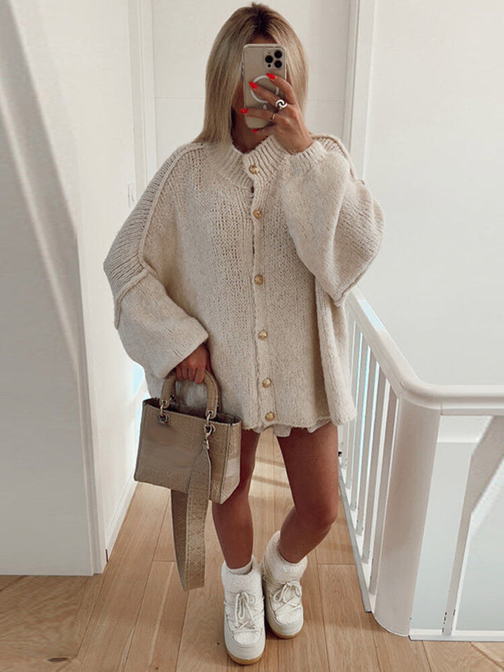 Knit jacket for women with an oversized fit and elegant button details Lune London