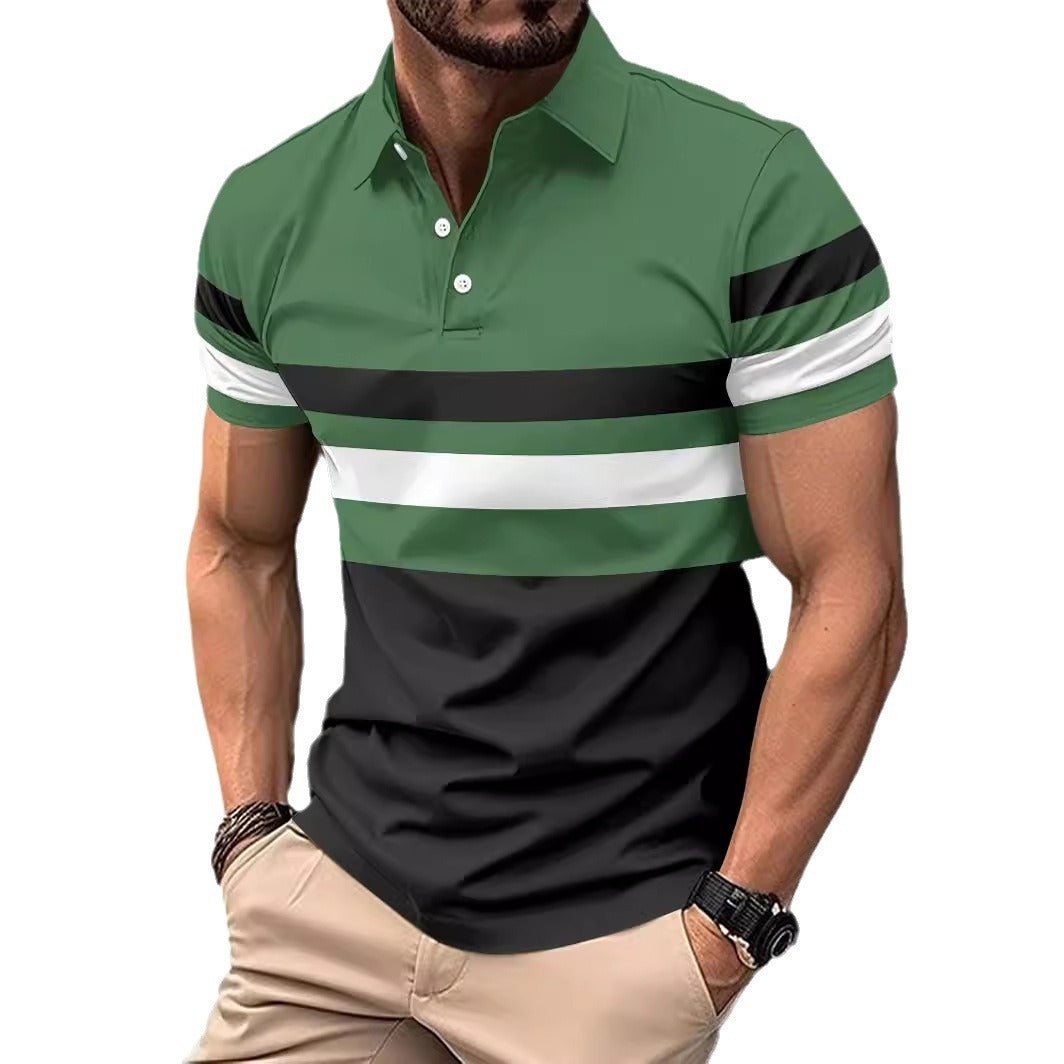Men's Active Striped Polo Shirt Trendy Lune London