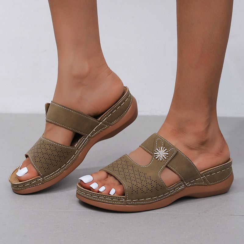 Ladies Comfortable Slippers with Fashionable Floral Detail Lune London