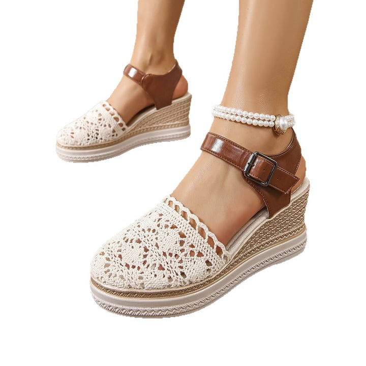 Ladies Chic Woven Lace Wedge Sandals