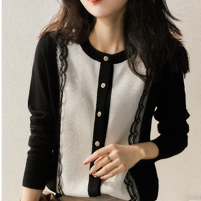 Cardigan élégant pour femmes avec finition en dentelle Chic & Stil
