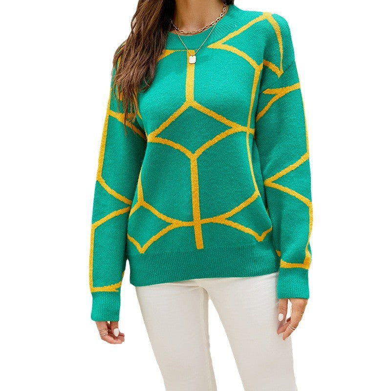Knitted patterned sweater for women with a modern graphic design Lune London