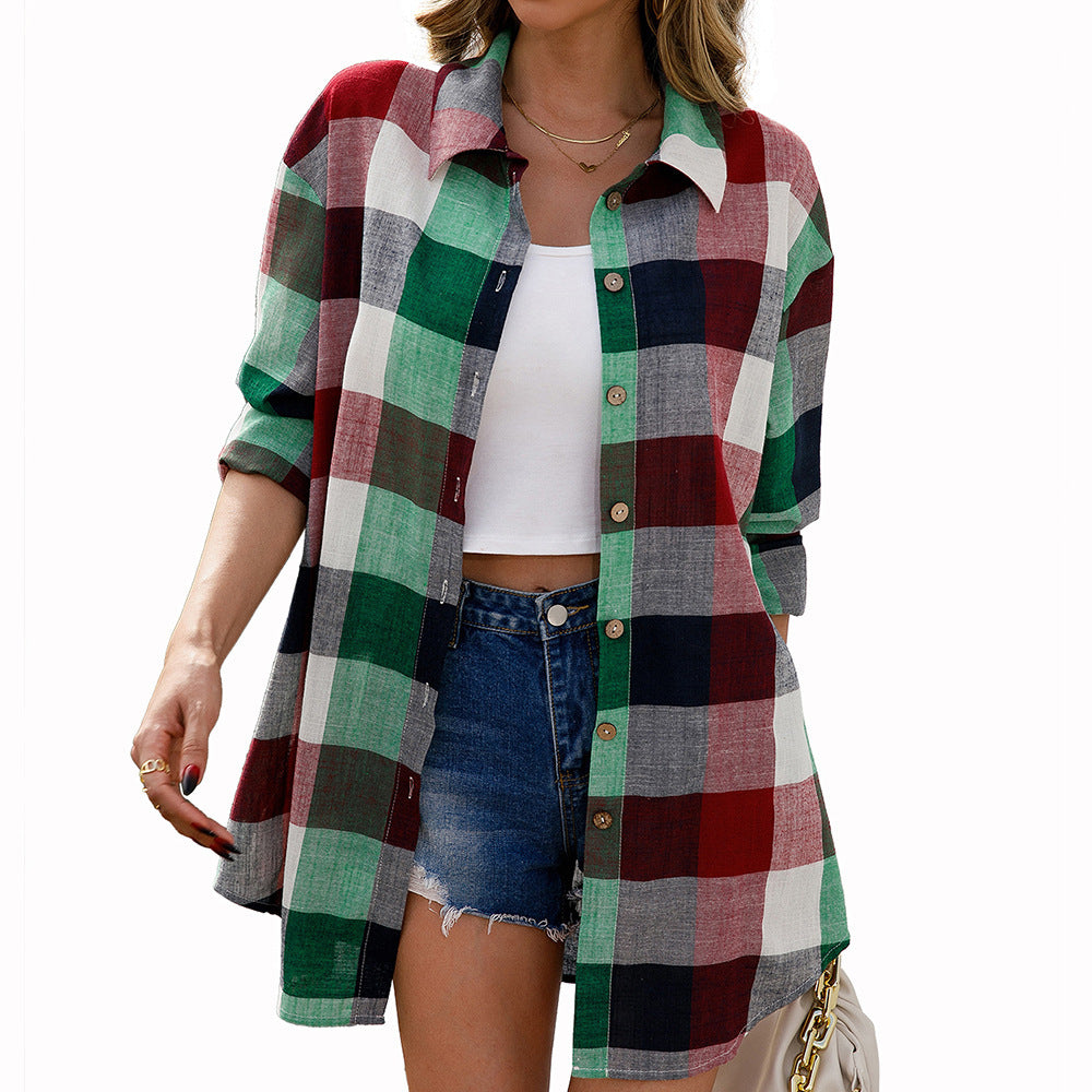 Plaid shirt dress for women in high-quality material with long sleeves Lune London