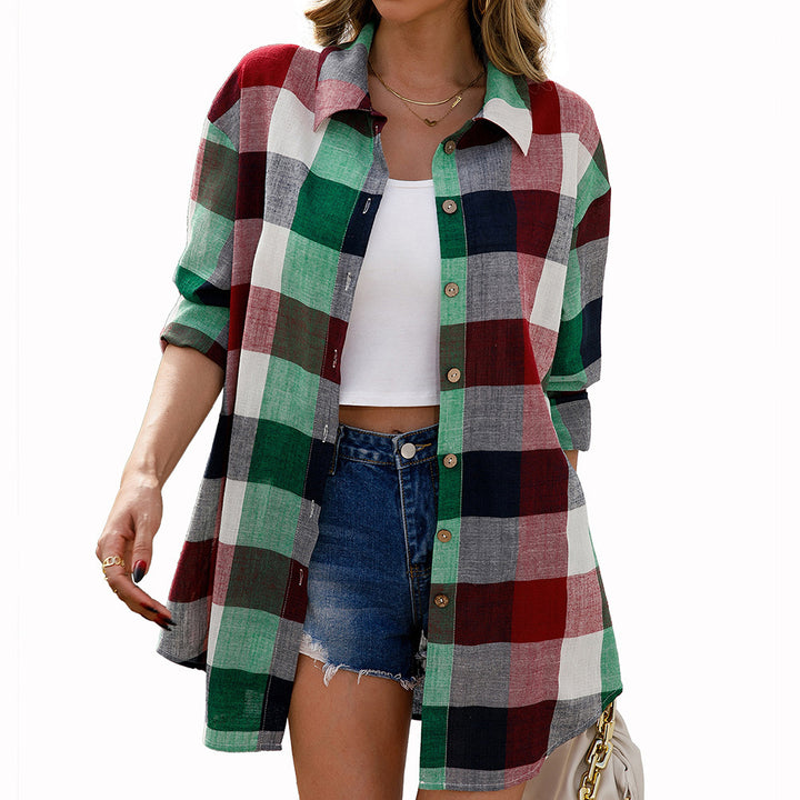 Plaid shirt dress for women in high-quality material with long sleeves Lune London
