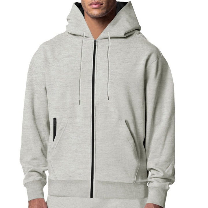 Men's fleece hoodie with sporty accents and zipper Lune London