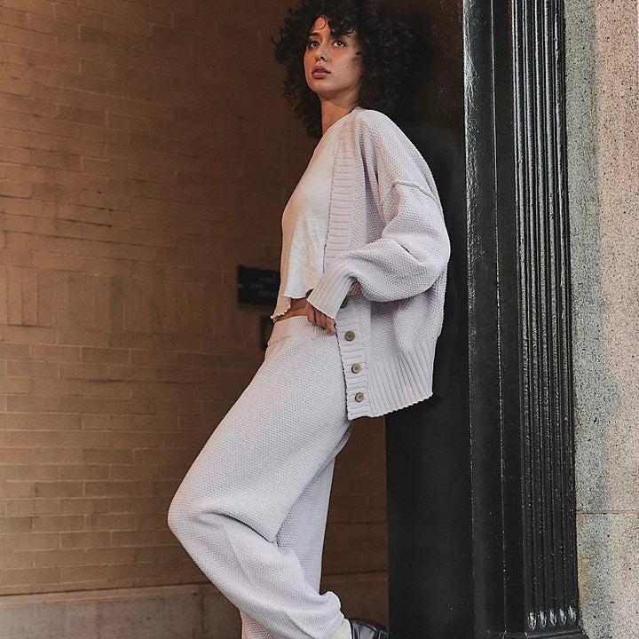 Ladies Casual Knit Loungewear Set with Loose Top and Comfortable Pants Lune London