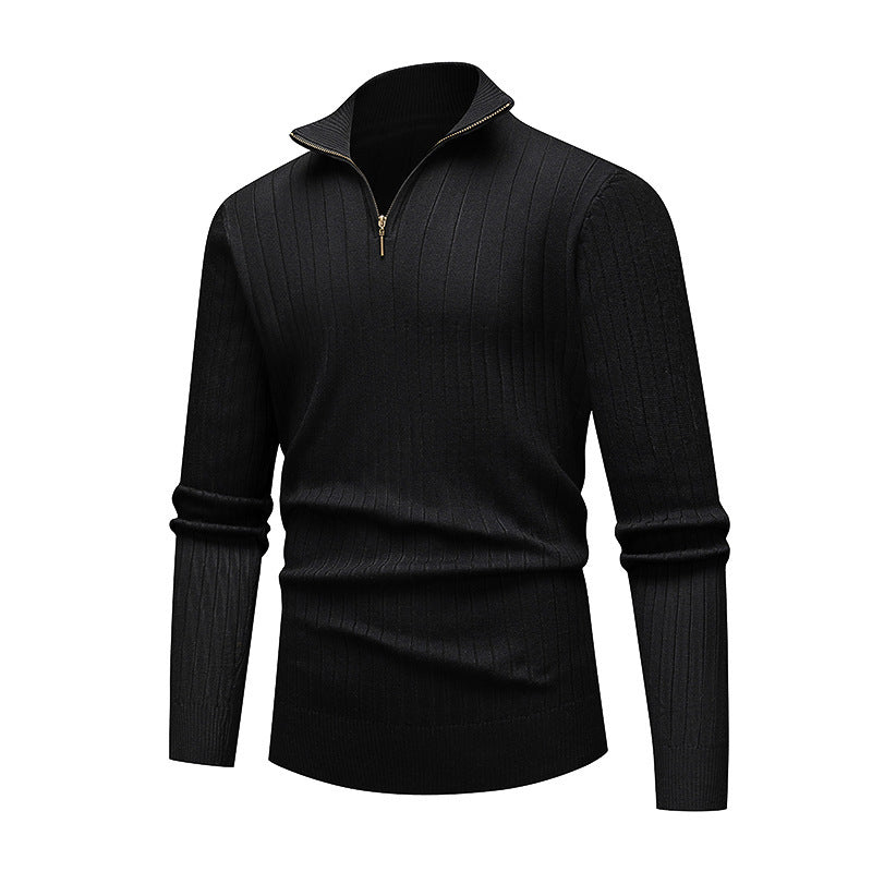 Premium knitted sweater for men with modern high collar and zipper Lune London