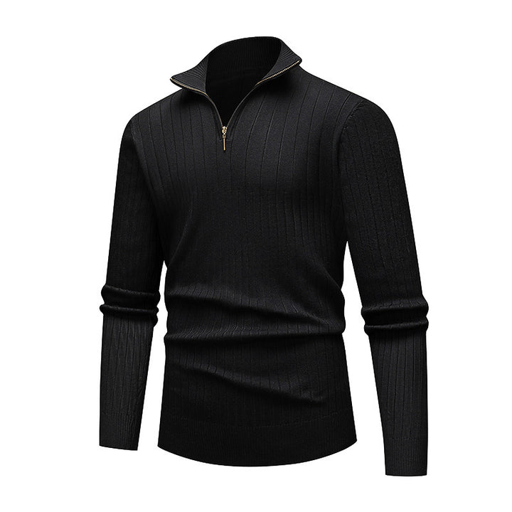 Premium knitted sweater for men with modern high collar and zipper Lune London