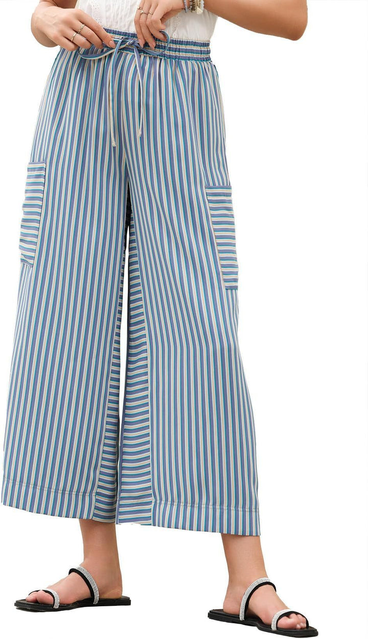 Lune London Women's Striped Wide Pants
