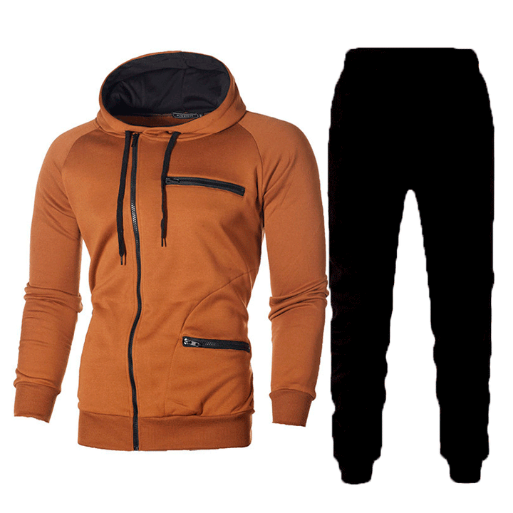 Men's athletic outfit hoodie and jogger pants with modern zippered pockets Lune London