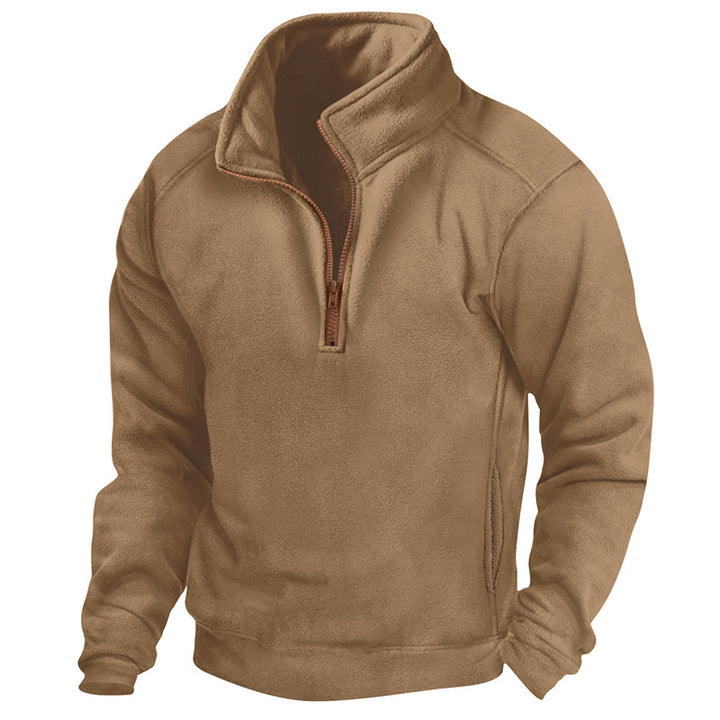 Fleece pullover for men with half-zip and textured design Lune London