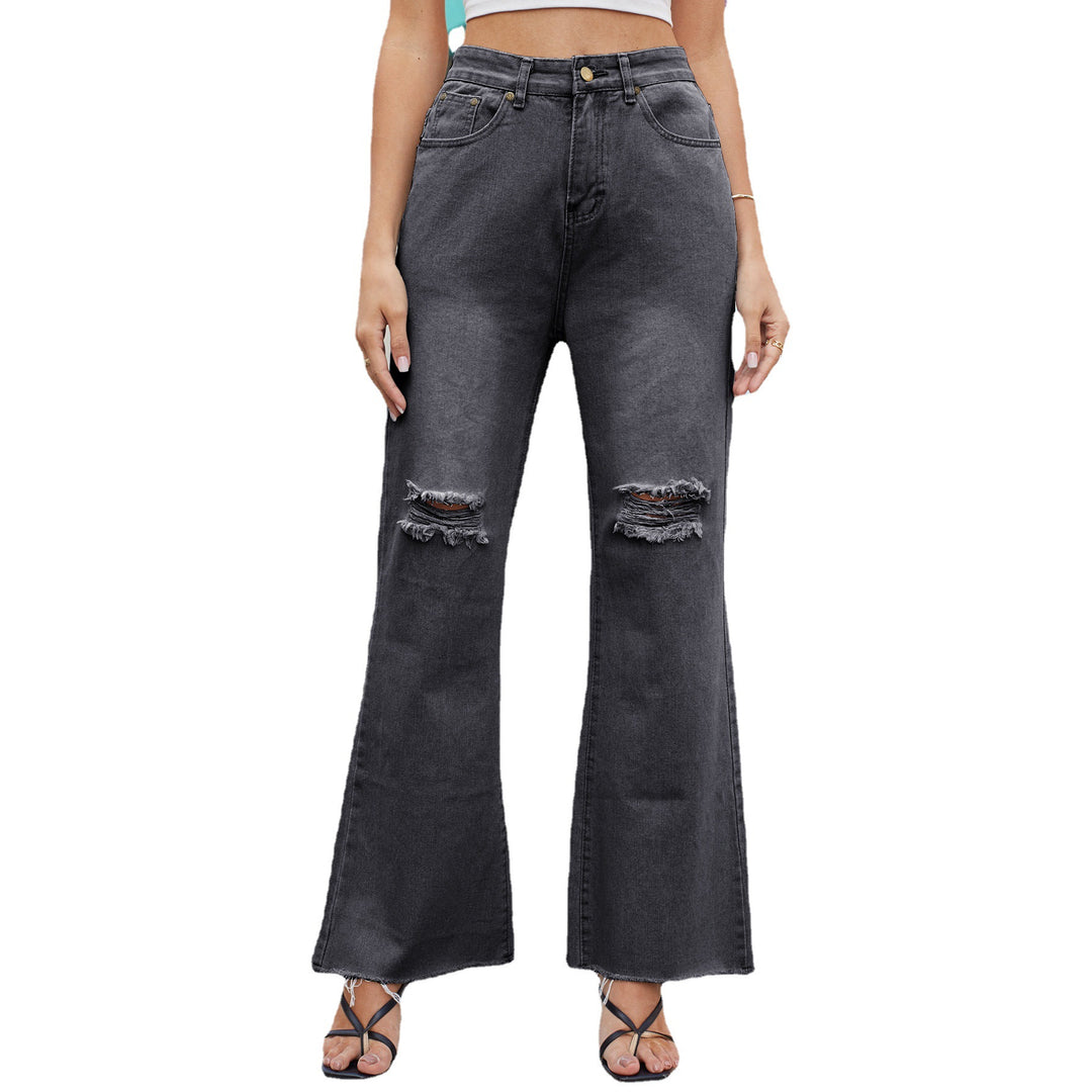 Wide leg women's jeans with destroyed details Lune London