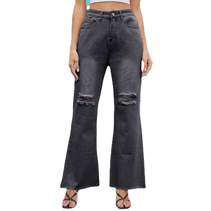 Wide leg women's jeans with destroyed details Lune London