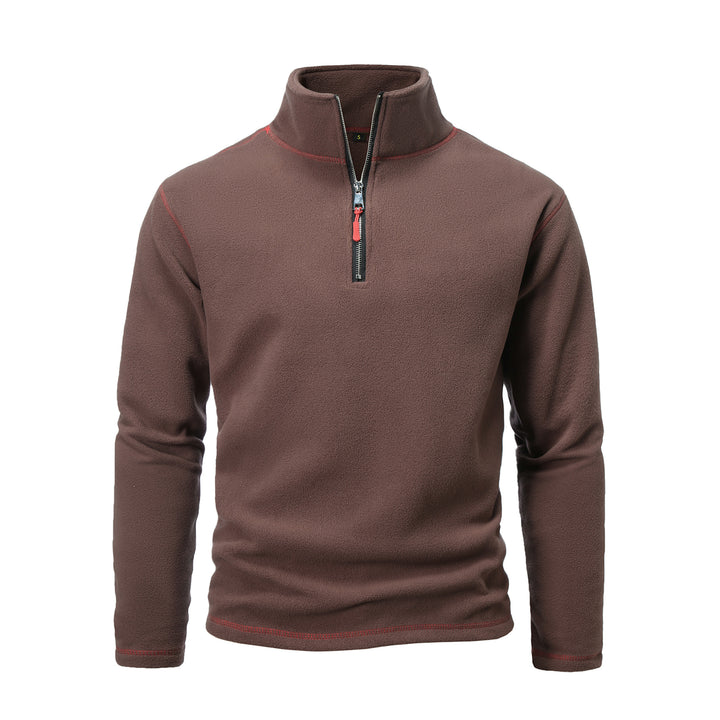 Fleece pullover for men with high collar and half-zip Lune London