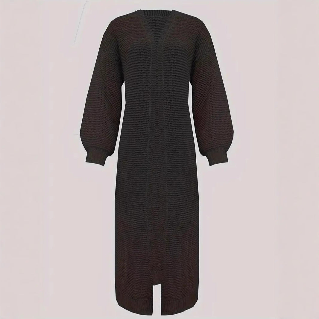 Ladies Long Knit Cardigan with Open Edges Lune London