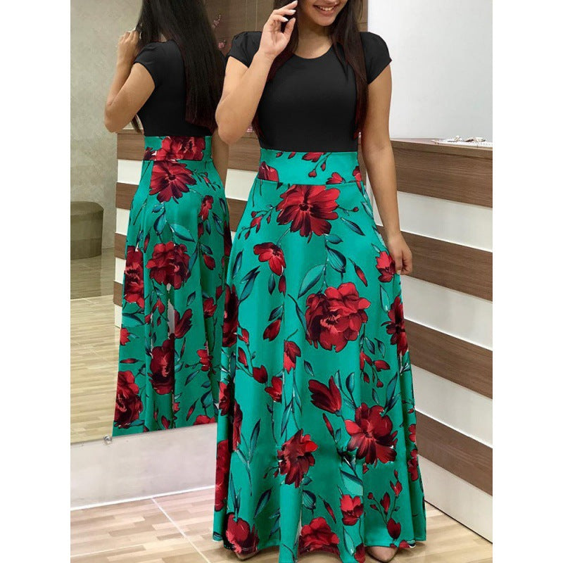 Jupe maxi pour femmes avec motifs floraux et taille élastique Chic & Stil