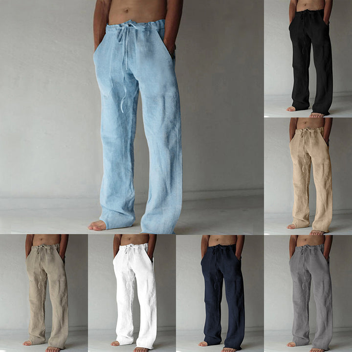 Casual linen pants for men with elastic waist and practical side pockets Lune London