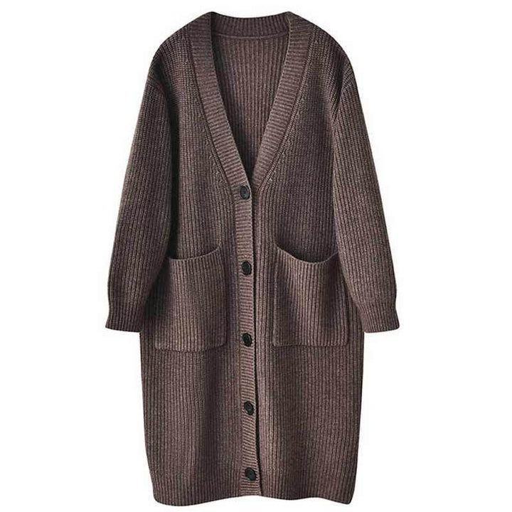 Cardigan en Tricot Large pour Femmes avec Poches à Patte et Fermeture Boutonnée Chic & Stil
