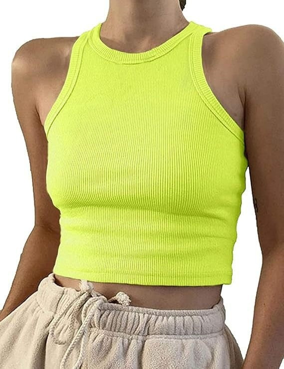 Women's sporty crop top with elastic rib design Lune London