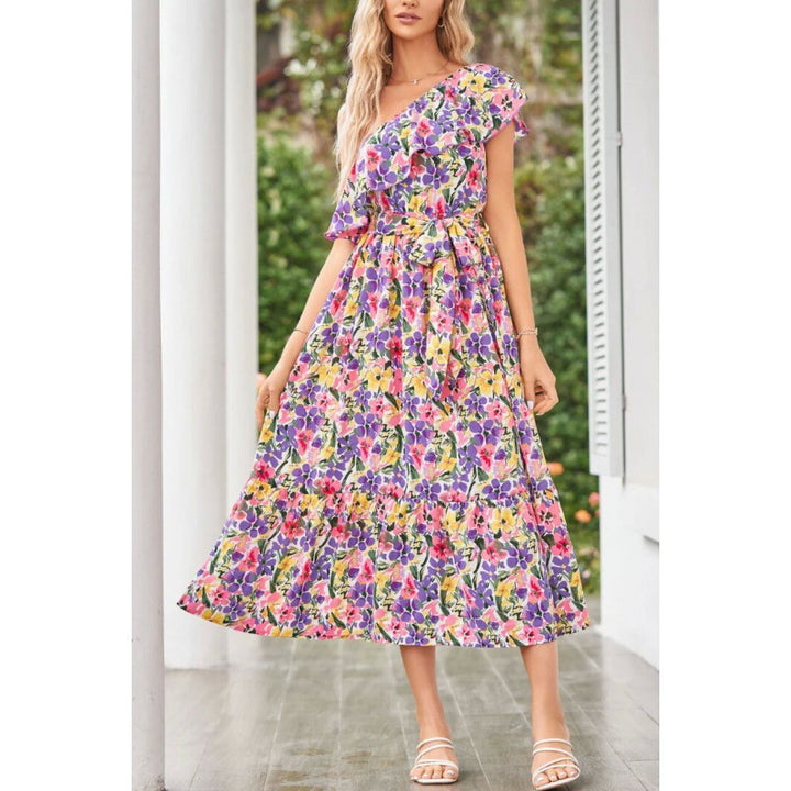 Women One-Shoulder Floral Maxi Dress Lune London