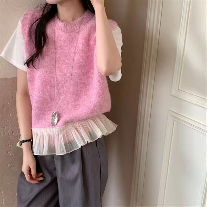 Femmes Pull Moderne à Superposer avec Ourlet Volant Chic & Stil