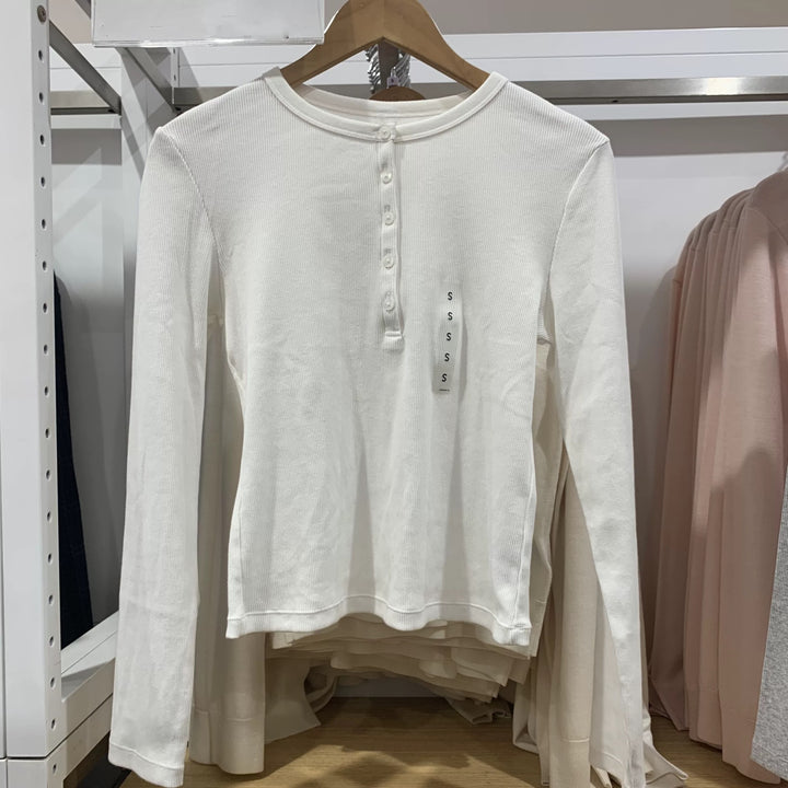 Chemise Henley à manches longues pour femmes en mélange de coton fin Chic & Stil