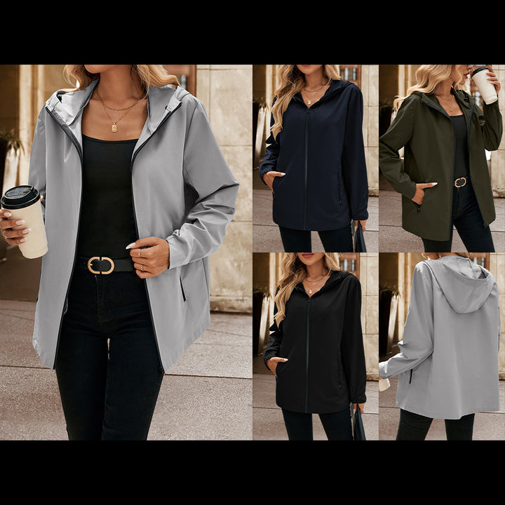 Lightweight transitional jacket for women with hood and practical pockets Lune London