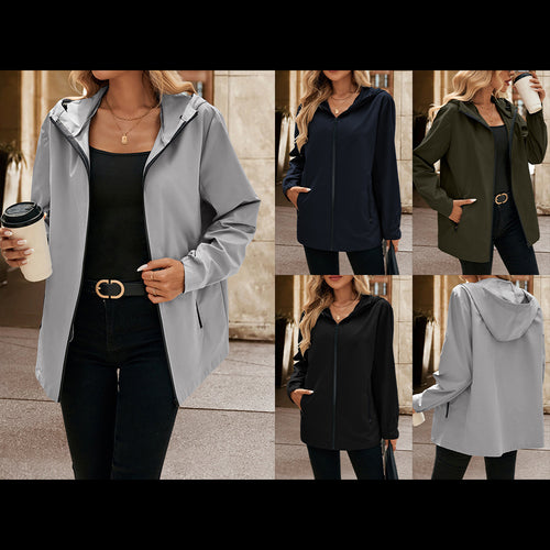 Lightweight transitional jacket for women with hood and practical pockets Lune London