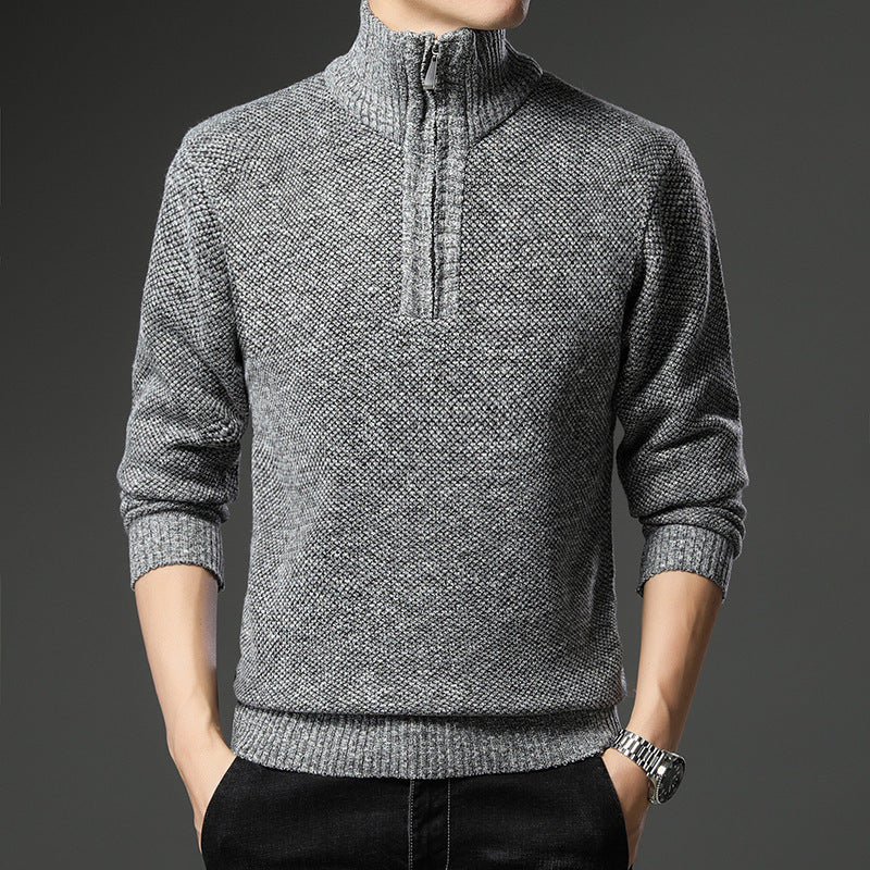 Fashion men's sweater with high zip closure and structured design Lune London