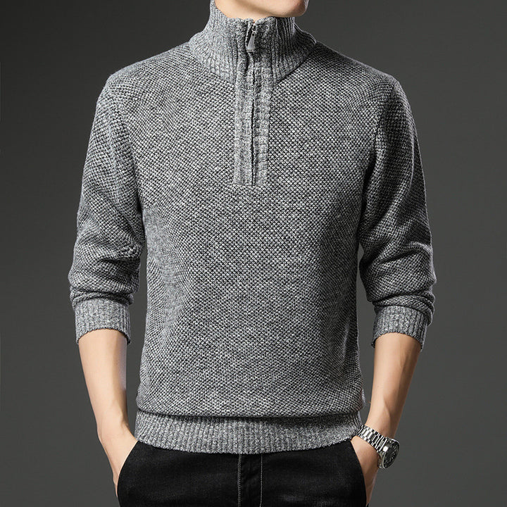 Fashion men's sweater with high zip closure and structured design Lune London