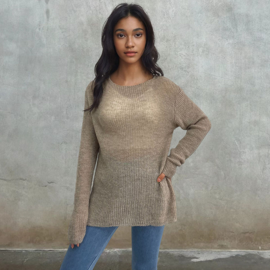 Ladies airy knitted sweater with transparent design Lune London