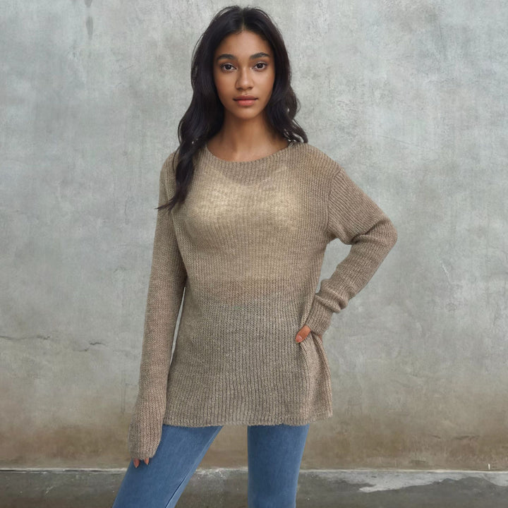 Ladies airy knitted sweater with transparent design Lune London