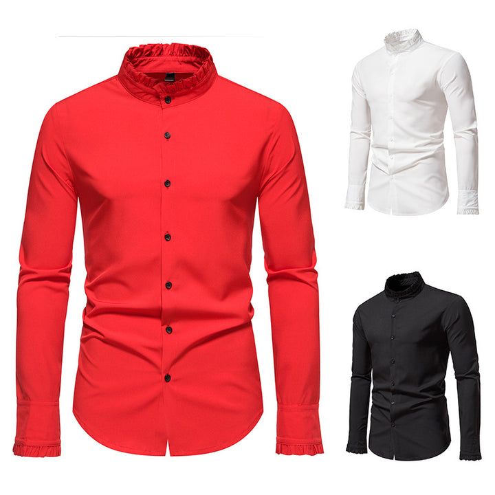 Long sleeve shirt for men with trendy stand-up collar and elegant details Lune London