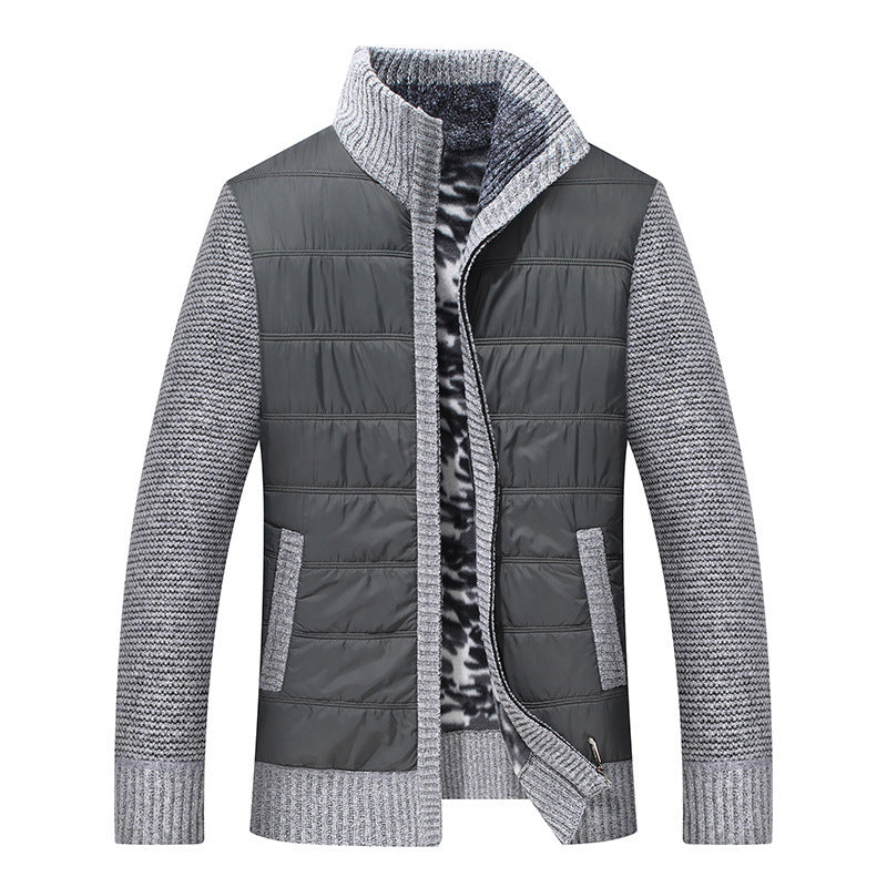Men's Quilted Transitional Jacket with Knit Sleeves and High Collar Lune London