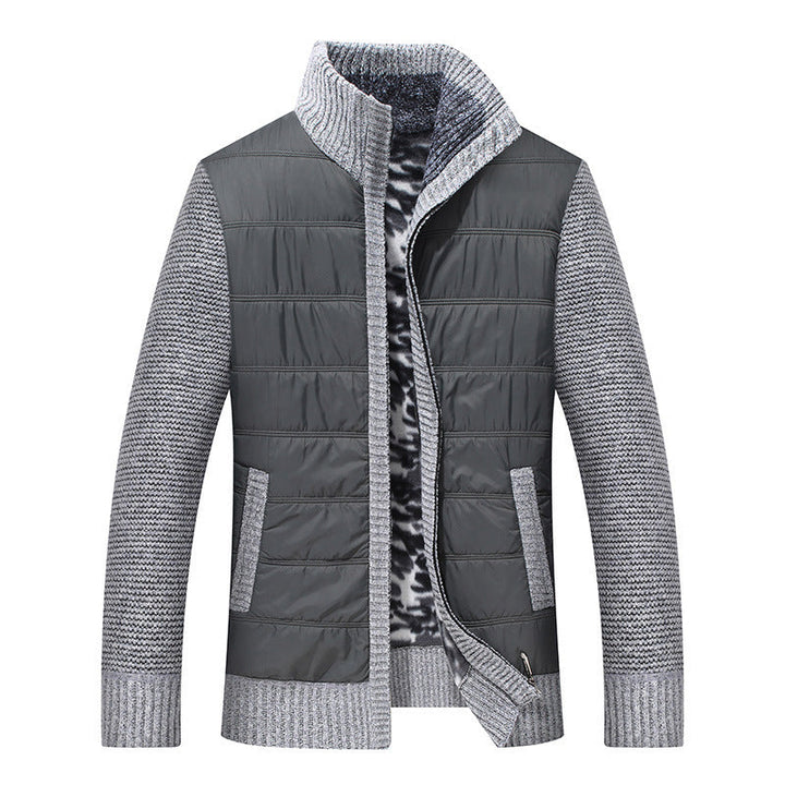 Men's Quilted Transitional Jacket with Knit Sleeves and High Collar Lune London