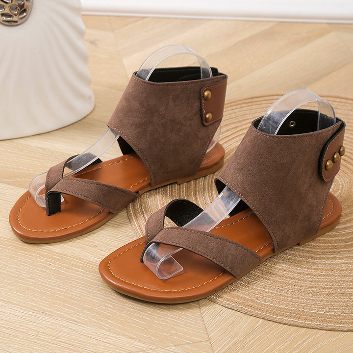 Womens sandals with adjustable ankle strap and chic v-neck design