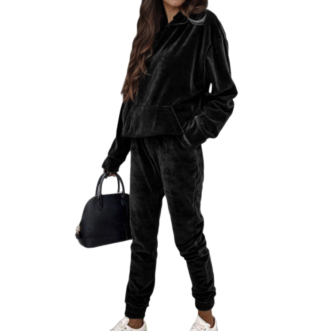 Ensemble de fleece sportif pour femmes avec capuche et taille élastique Chic & Stil