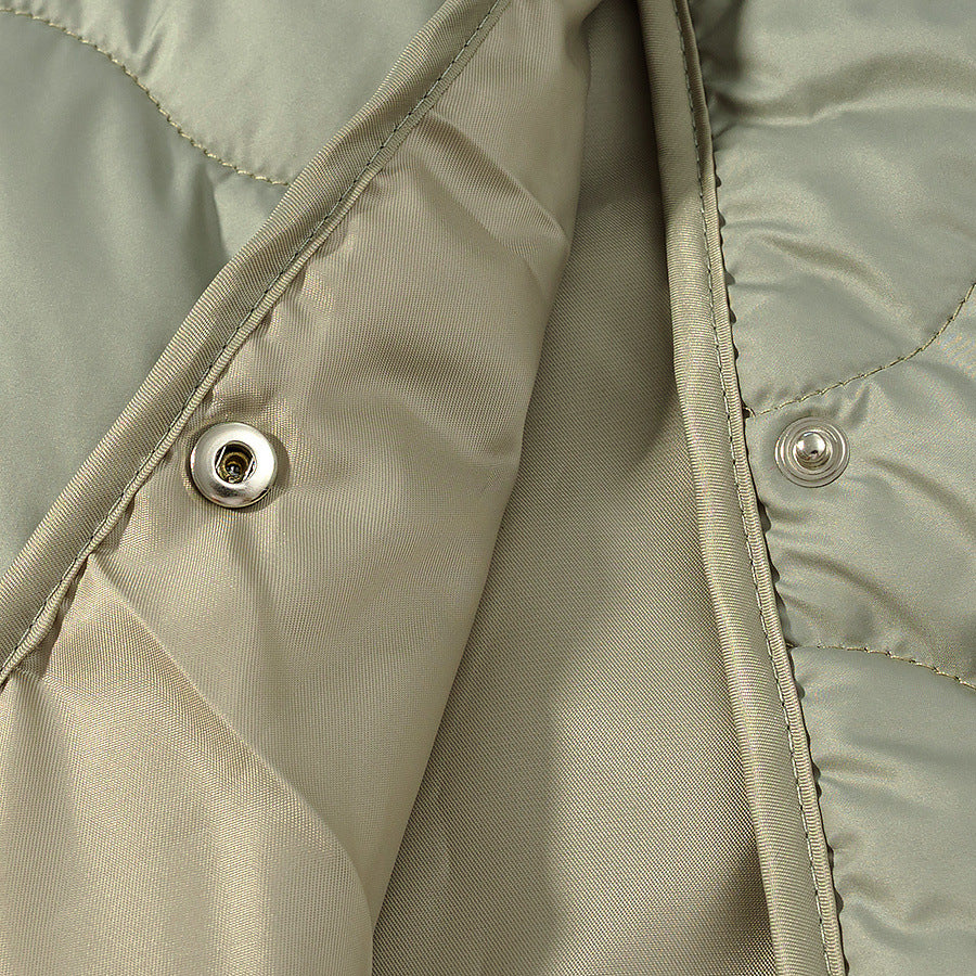 Quilted transitional jacket for women with round collar and snap buttons Lune London
