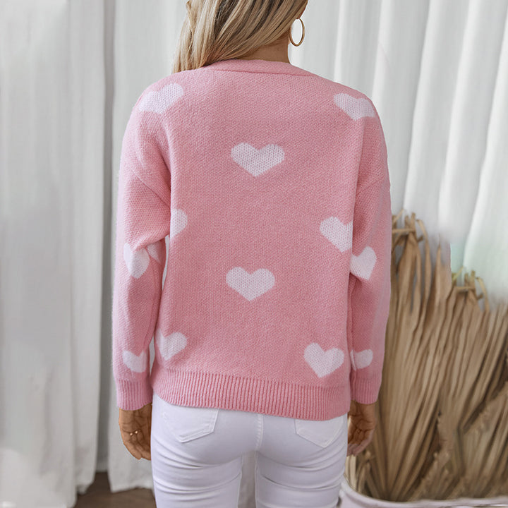 Fashion knit jacket for women with heart patterns and buttons Lune London