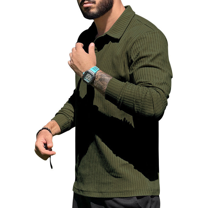 Long sleeve sporty polo for men with ribbed structure Lune London