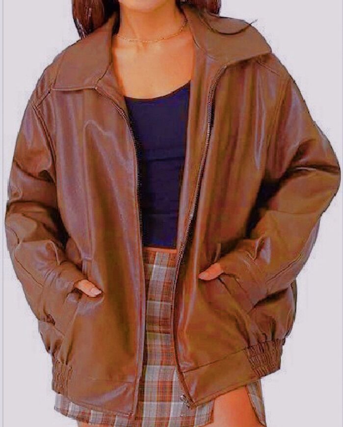 Ladies oversized Faux leather Jacket Lune London