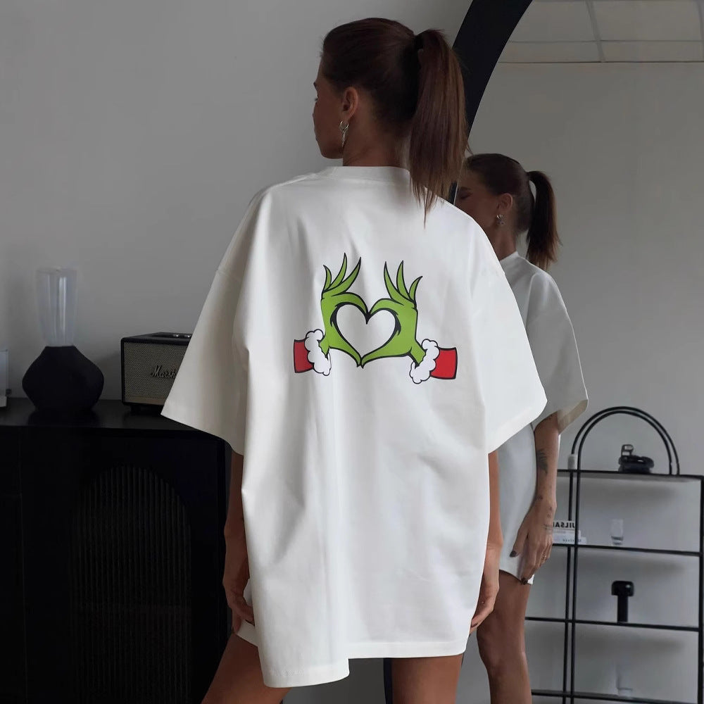 Oversized t-shirt for ladies with creative Christmas design Chic and Style