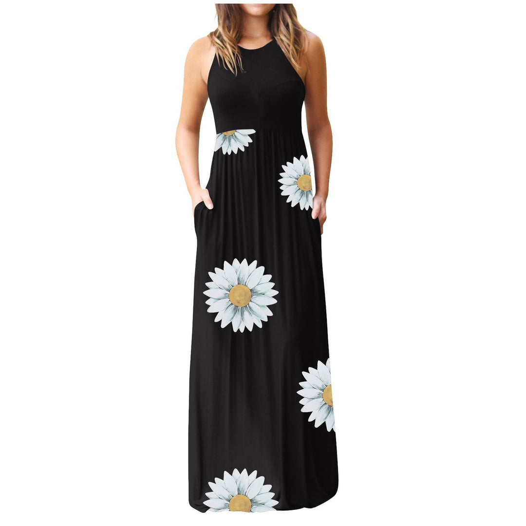 Robe maxi pour femmes avec motif floral et poches latérales pratiques Chic & Stil