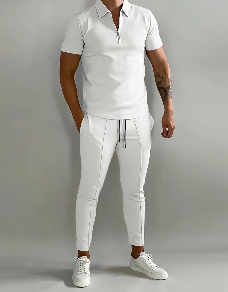 Trendy polo shirt for men with high-quality zipper and stylish slim-fit pants Lune London