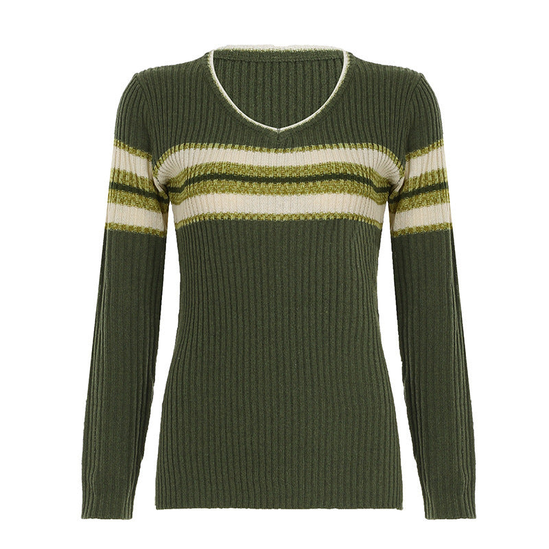 Ribbed pullover for women with modern stripes Lune London