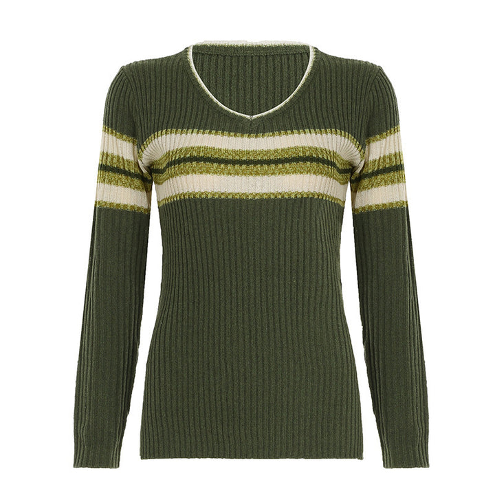 Ribbed pullover for women with modern stripes Lune London