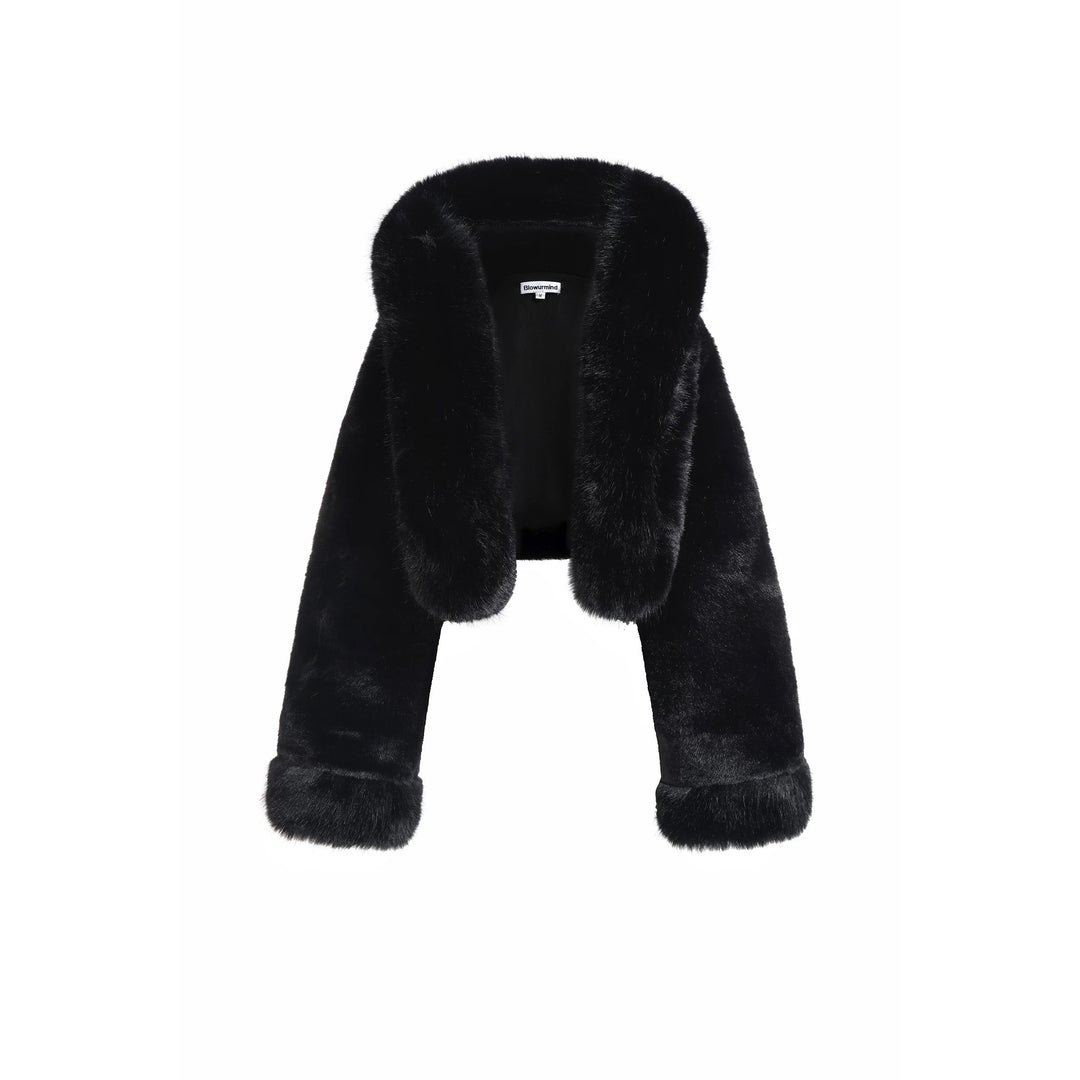 Women short fashionable jacket with luxurious faux fur collar Lune London