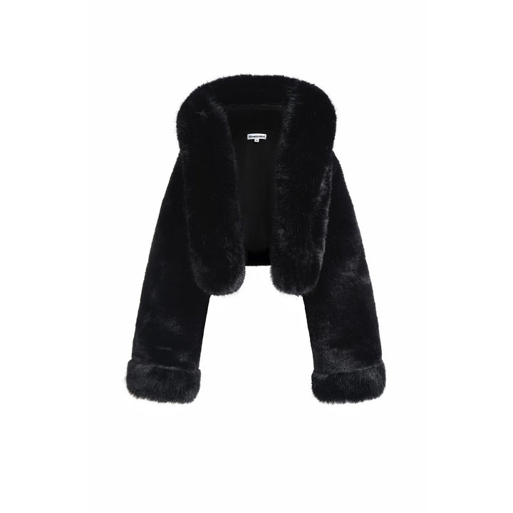 Women short fashionable jacket with luxurious faux fur collar Lune London