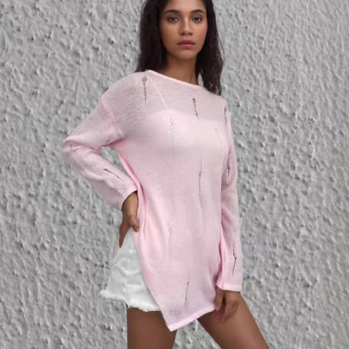 Casual sweater for women with trendy fringes Lune London