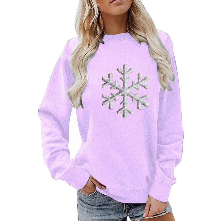 Sweat-shirt pour femmes avec design de flocon de neige brillant et coupe décontractée Chic & Stil